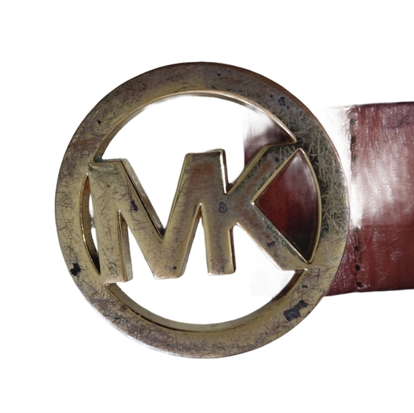 Michael Kors Reversible Logo Belt And Brown Leather Belt Women\'s Medium Set